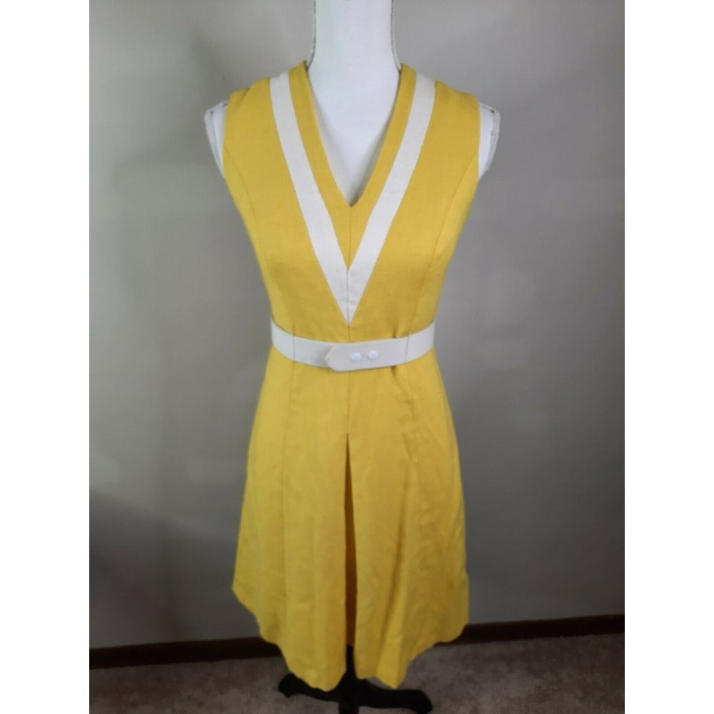 D2S Vintage 60s MOD Yellow Go Go Shift Dress 4
